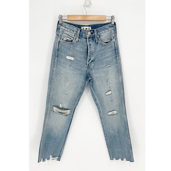 AMO Destroyed Loverboy Jeans Cropped Straight Distressed Retro Wash Women's 25 - Picture 2 of 12